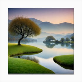 Lone Tree In A Lake 1 Canvas Print
