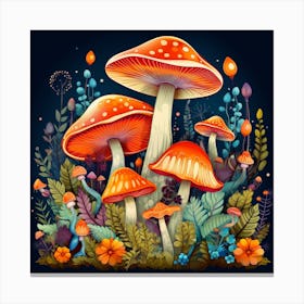 Mushrooms And Flowers 20 Canvas Print