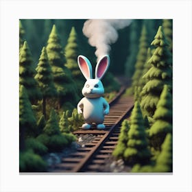 Rabbit On Train Tracks Canvas Print