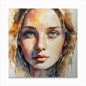 Watercolor Portrait Of A Woman 17 Canvas Print