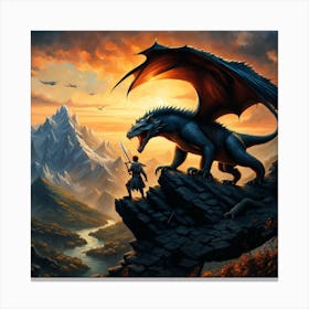 Dragon On The Cliff Canvas Print