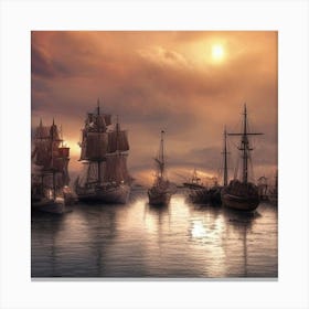Sailing Ships In Harbour Canvas Print