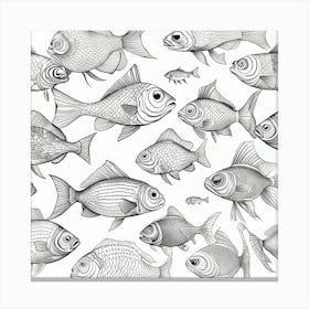 School Of Fish B&W Canvas Print