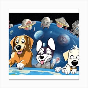 Dogs Cartoon In Space T Hphihj Upscaled Canvas Print