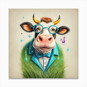 Cow In Glasses 3 Canvas Print