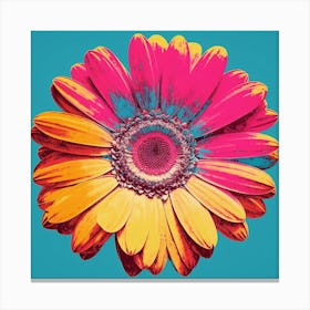 Andy Warhol Style Pop Art Flowers Gerbera Daisy 3 Square Canvas Print