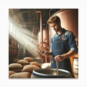 Man In A Brewery Canvas Print