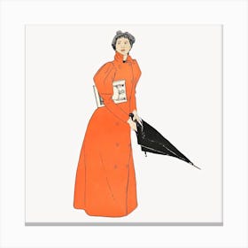 Woman Holding Umbrella Illustration, Edward Penfield Canvas Print