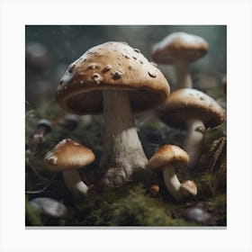 Mushrooms In The Forest 13 Canvas Print