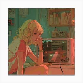 Girl With Headphones 2 Canvas Print