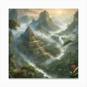 Aztec Jungle paintings art print Canvas Print