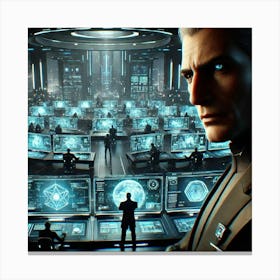 A Close Up, Detailed Futuristic Scene Showing The Canvas Print