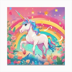 Unicorn In The Rainbow Canvas Print