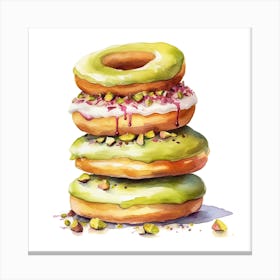 Stack Of Pistachio Donuts Canvas Print
