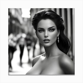 Beautiful Woman In Black And White Canvas Print