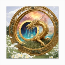 Golden Dragon portal guardian Canvas Print