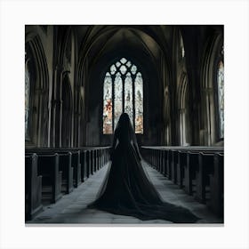 Gothic Bride In A Church Canvas Print