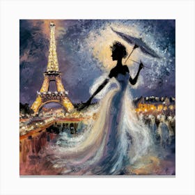 Parisian Essence An Impressionist Silhouette Of Elegance (3) Canvas Print