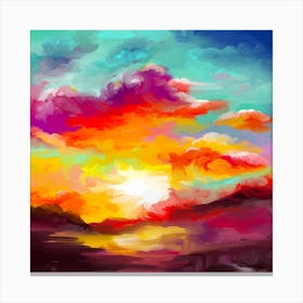 Sunset Painting 2 Square Canvas Print