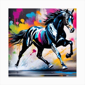 Horse Running In The Street Canvas Print