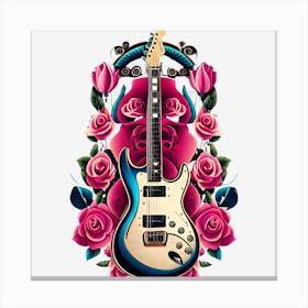 Electric Guitar With Roses 7 Canvas Print
