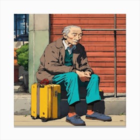 Old Man With Luggage Canvas Print