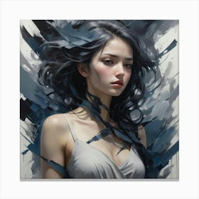 Girl With Black Hair 6 Canvas Print