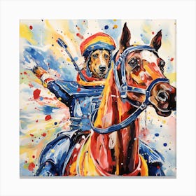 Dog On Horseback Canvas Print