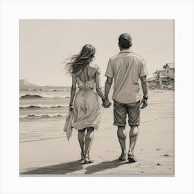 Couple On The Beach Canvas Print