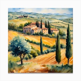 Watercolor Of Tuscany Canvas Print