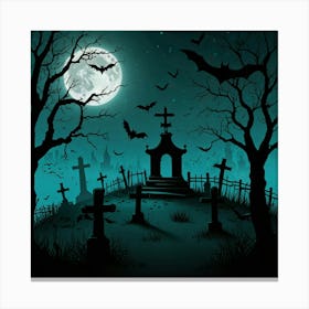 Halloween Cemetery Canvas Print