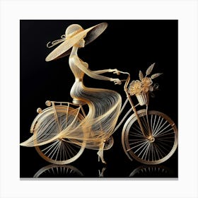 Woman On A Bicycle Canvas Print