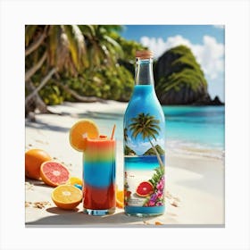 Tropical Drink On The Beach Canvas Print