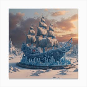 Beautiful ice sculpture in the shape of a sailing ship 9 Canvas Print