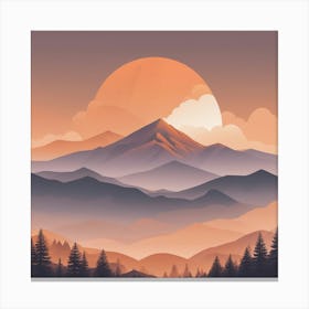 Misty mountains background in orange tone 57 Canvas Print