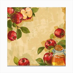 Rosh Hashanah Banner Texture With Apples And Hon 1718400529 4 Canvas Print