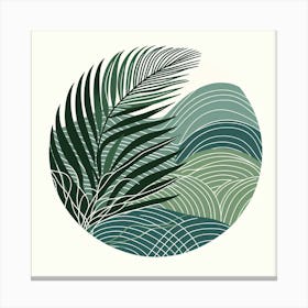 Scandinavian style, Green waves of palm leaf Canvas Print