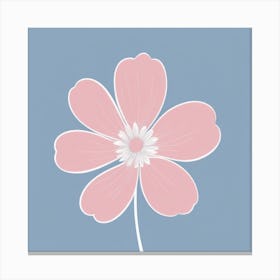 A White And Pink Flower In Minimalist Style Square Composition 116 Canvas Print