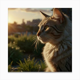 Photo Of Ultra Realistic Cat, Dramatic Light, Pale Sunrise, Cinematic Lighting 1 Canvas Print