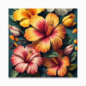 Orange, purple and yellow flowers 6 Canvas Print