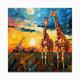 Giraffes At Sunset 29 Canvas Print