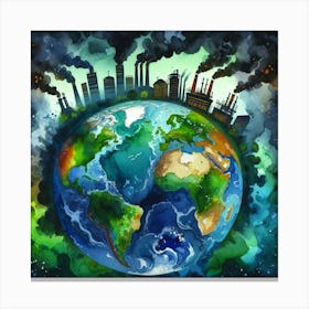 Earth With Smoke And Pollution Canvas Print