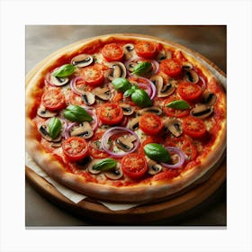 Pizza On A Wooden Board Canvas Print
