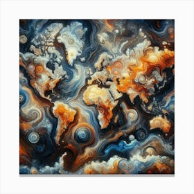 Abstract World Map 3 Canvas Print