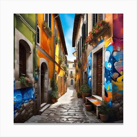 Colorful Street In Italy Canvas Print