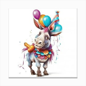 Donkey With Balloons 1 Canvas Print