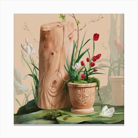 Tulips In Pots Canvas Print