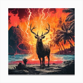 Deer On The Beach Canvas Print