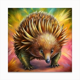 Echidna With Colorful Spines Digital Illustration Canvas Print