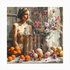 Woman With Oranges Canvas Print